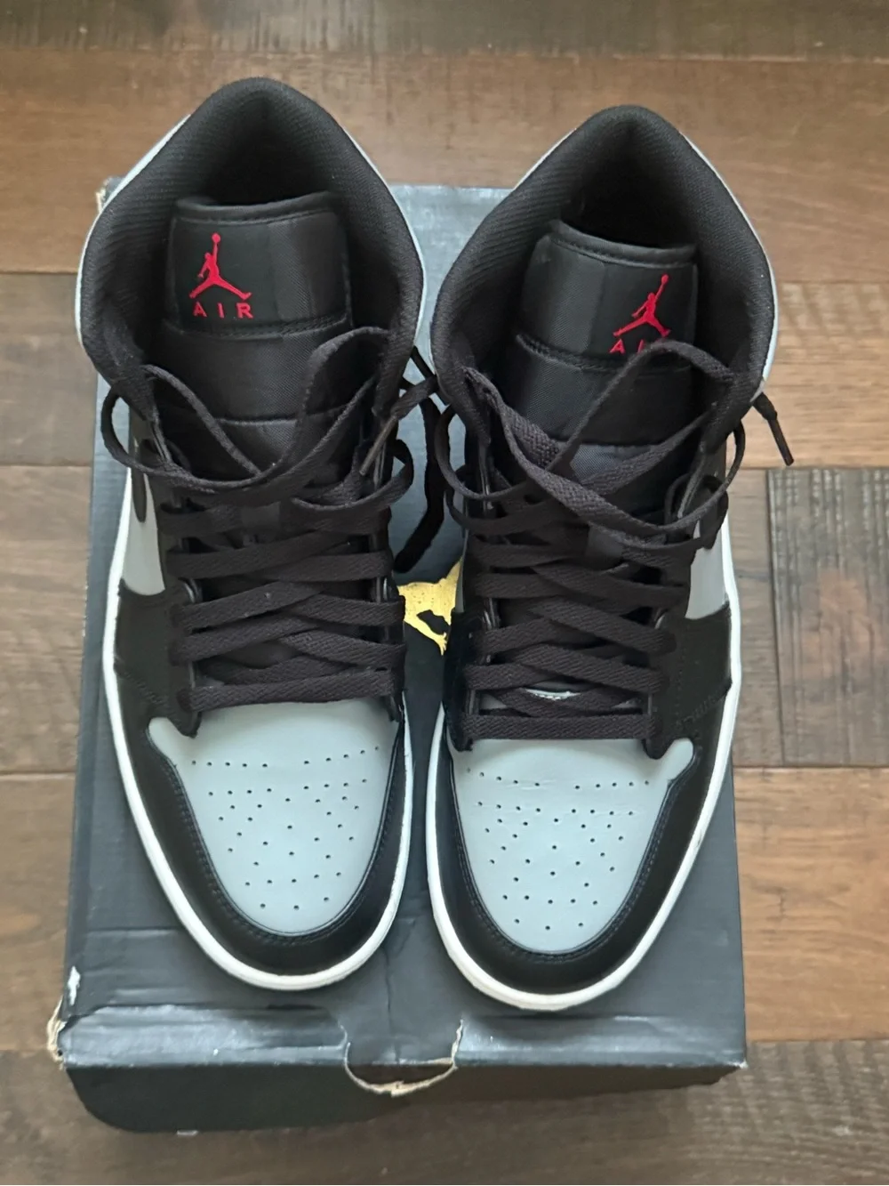 Jordan Men’s High-Top Sneakers - Black, Gray, Red Accents